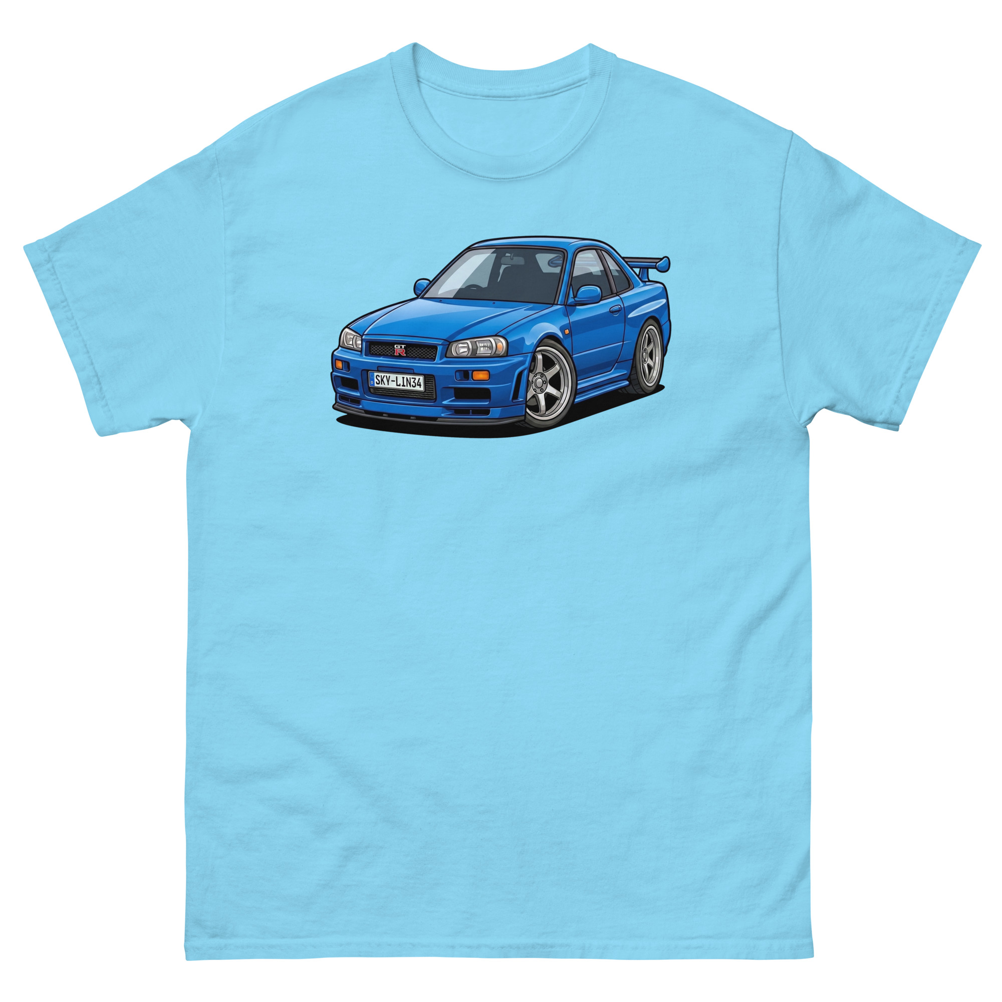 Brian's Blue 2000 Skyline GT-R R34 Unisex Classic Tee - Image 35