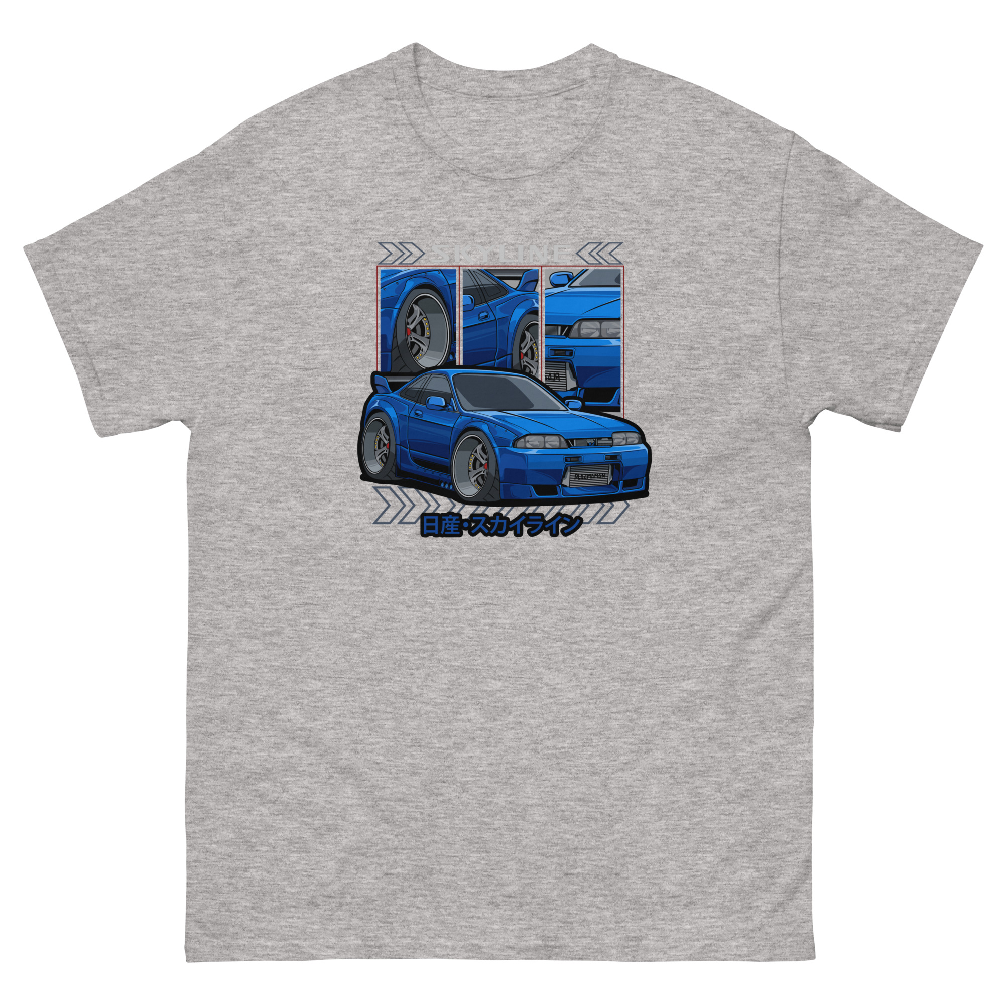 Blue JDM Skyline R33 Unisex Classic Tee - Image 15
