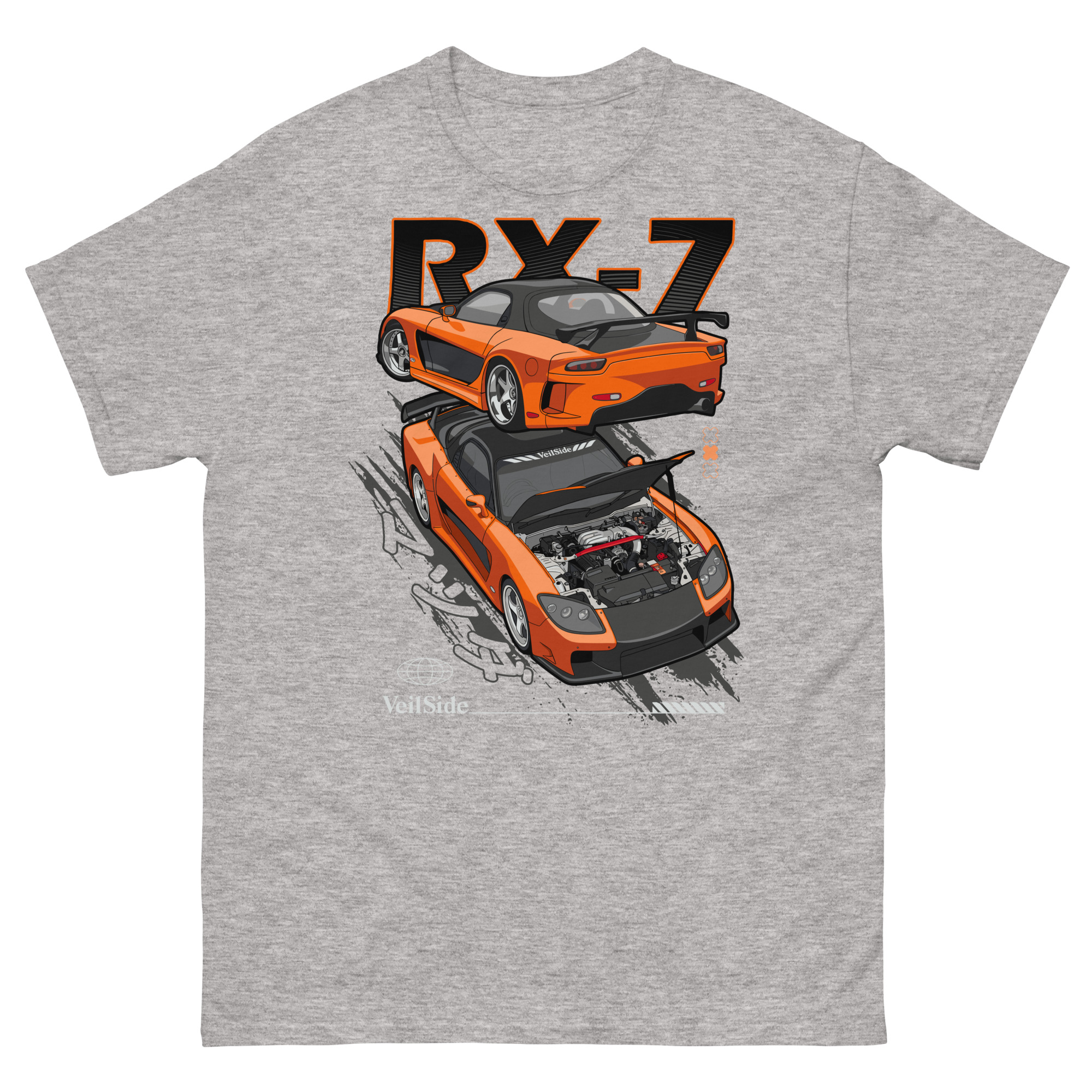 Han's Orange RX-7 Unisex Classic Tee - Image 15