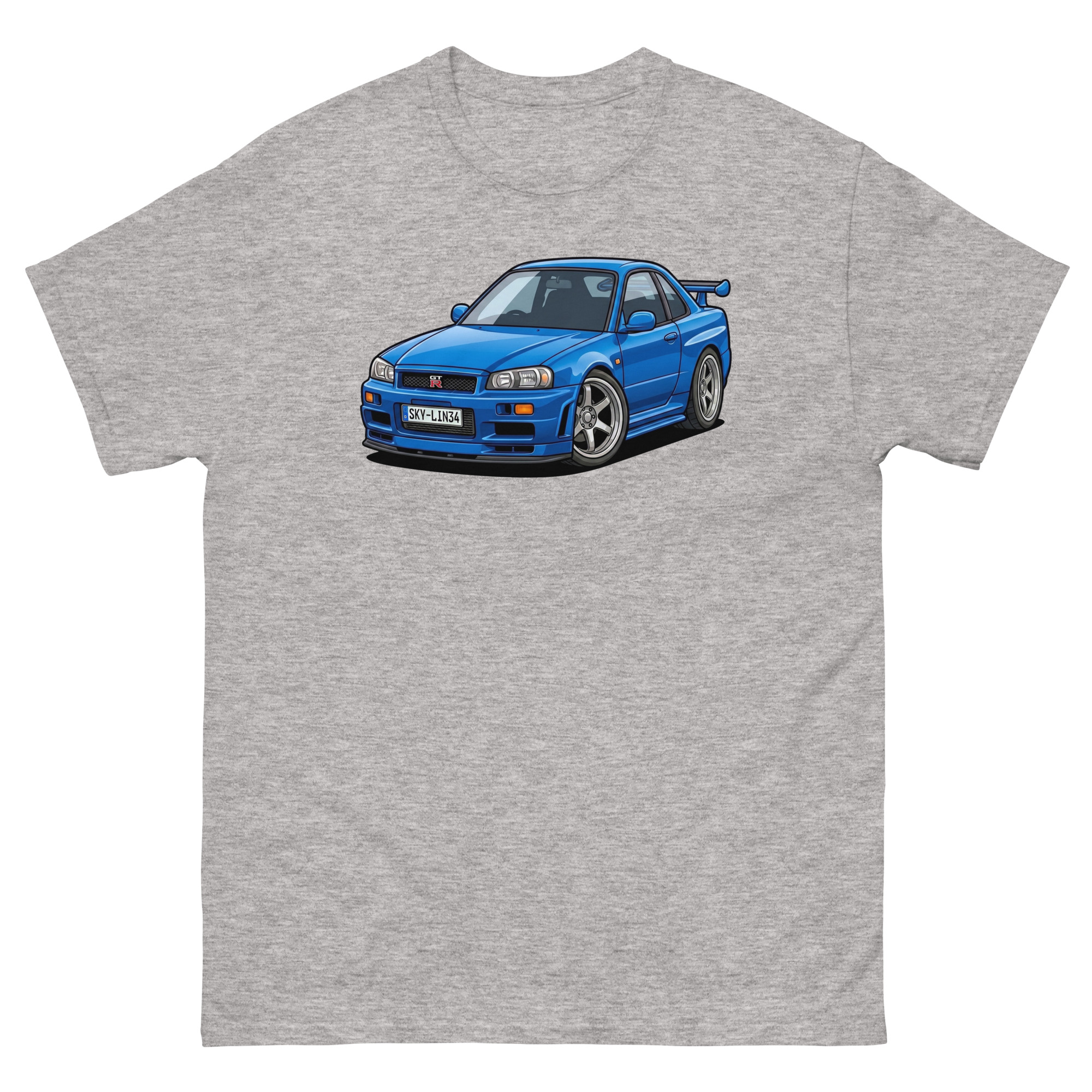 Brian's Blue 2000 Skyline GT-R R34 Unisex Classic Tee - Image 29