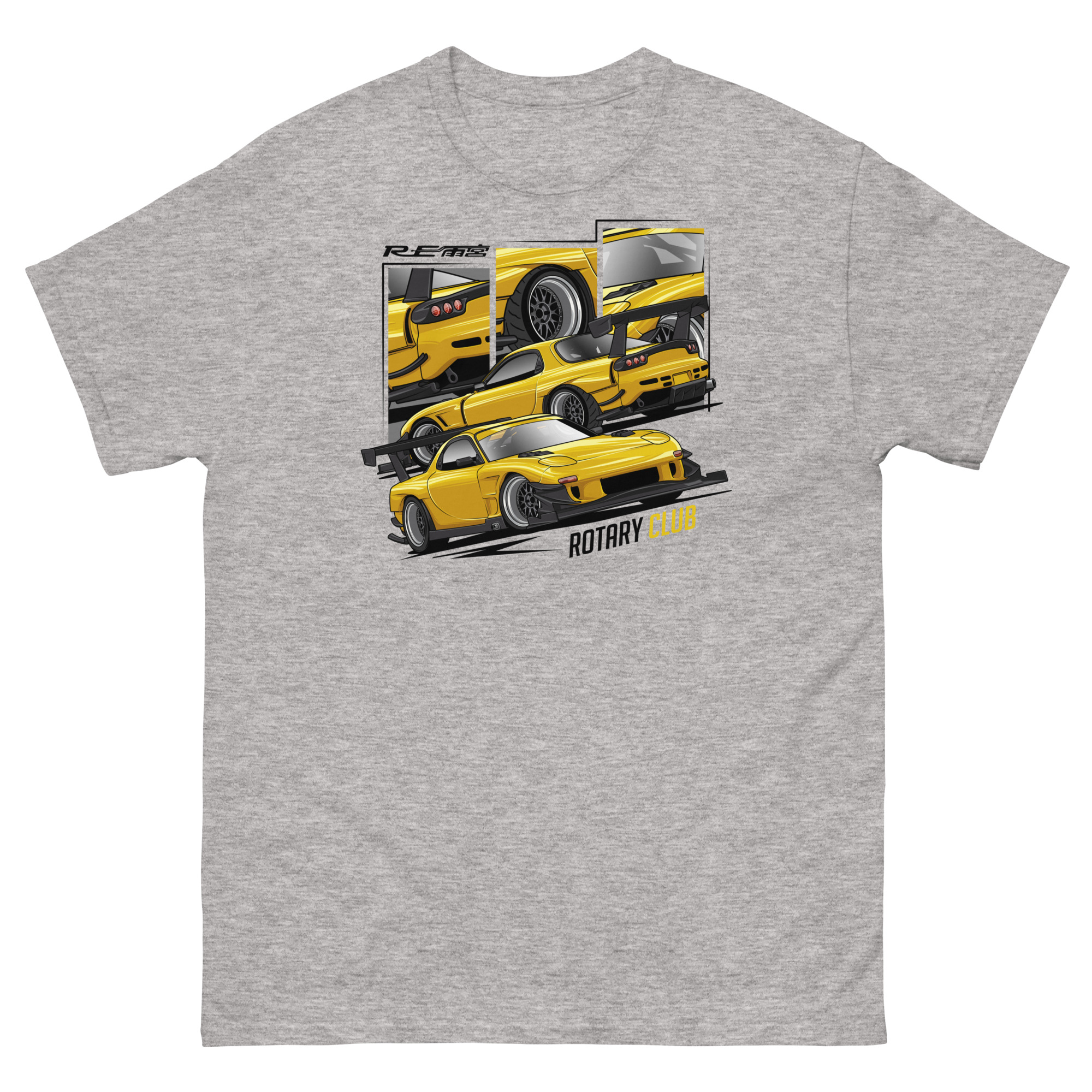 JDM Yellow RX-7 Rotary Club Unisex Classic Tee - Image 15