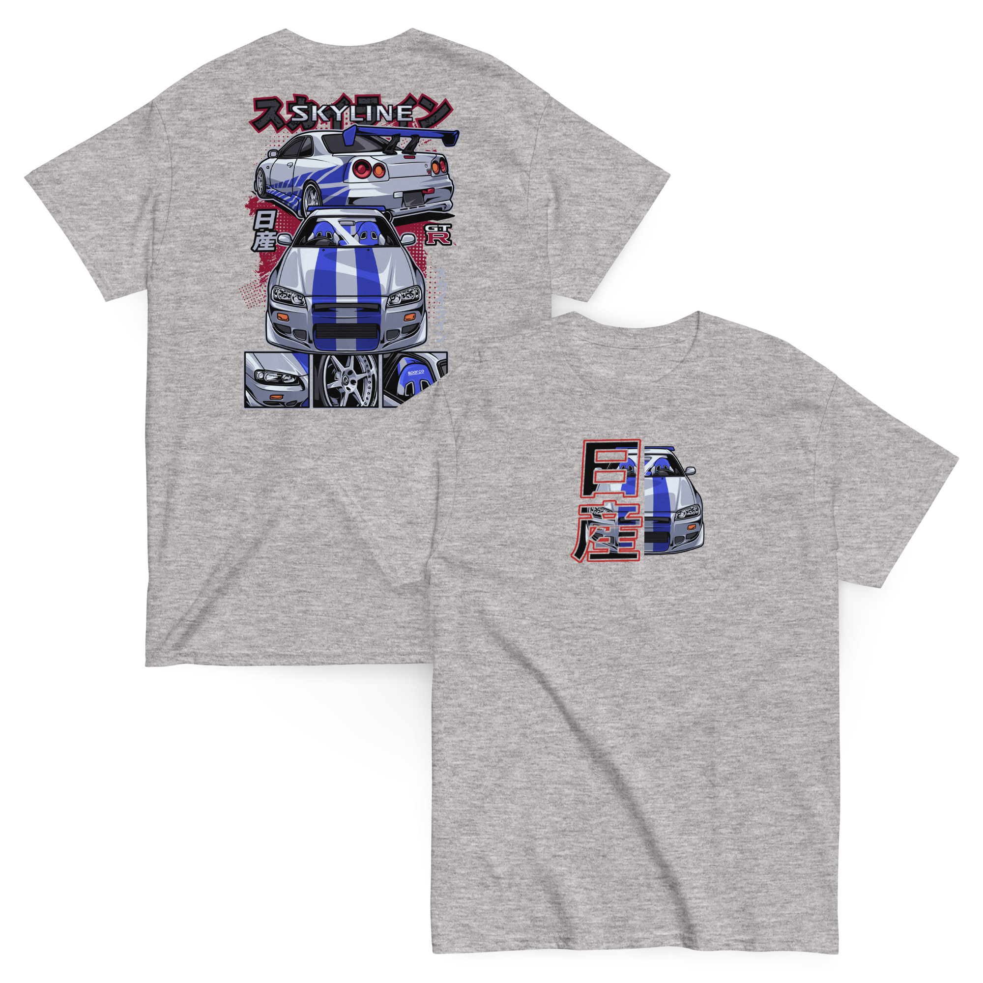 Brian's Skyline GTR R34 Unisex Classic Tee (Front/Back Design) - Image 35