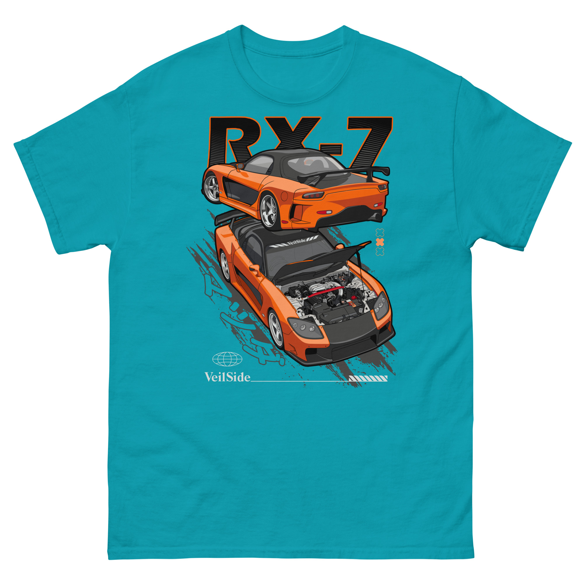 Han's Orange RX-7 Unisex Classic Tee - Image 10