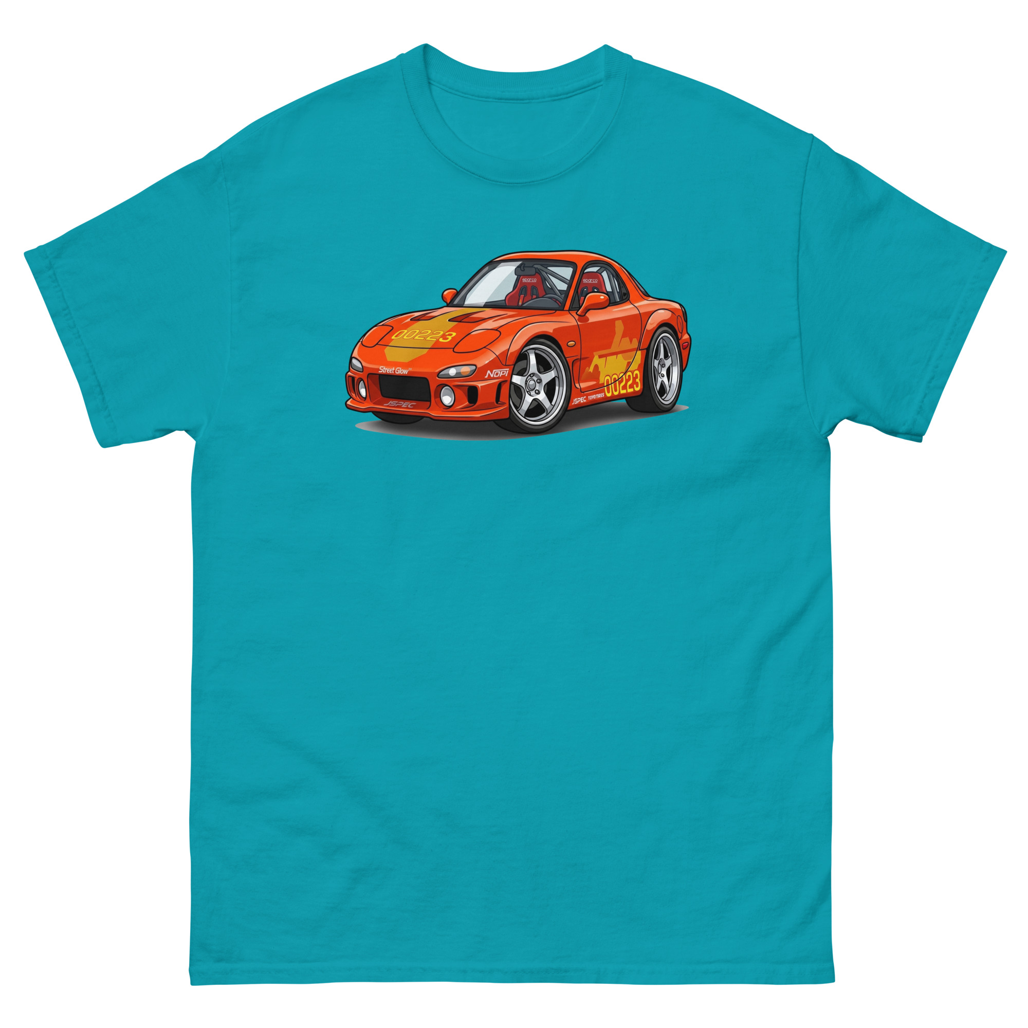 1993 RX-7 Orange Julius Chibi Style Unisex Classic Tee - Image 19