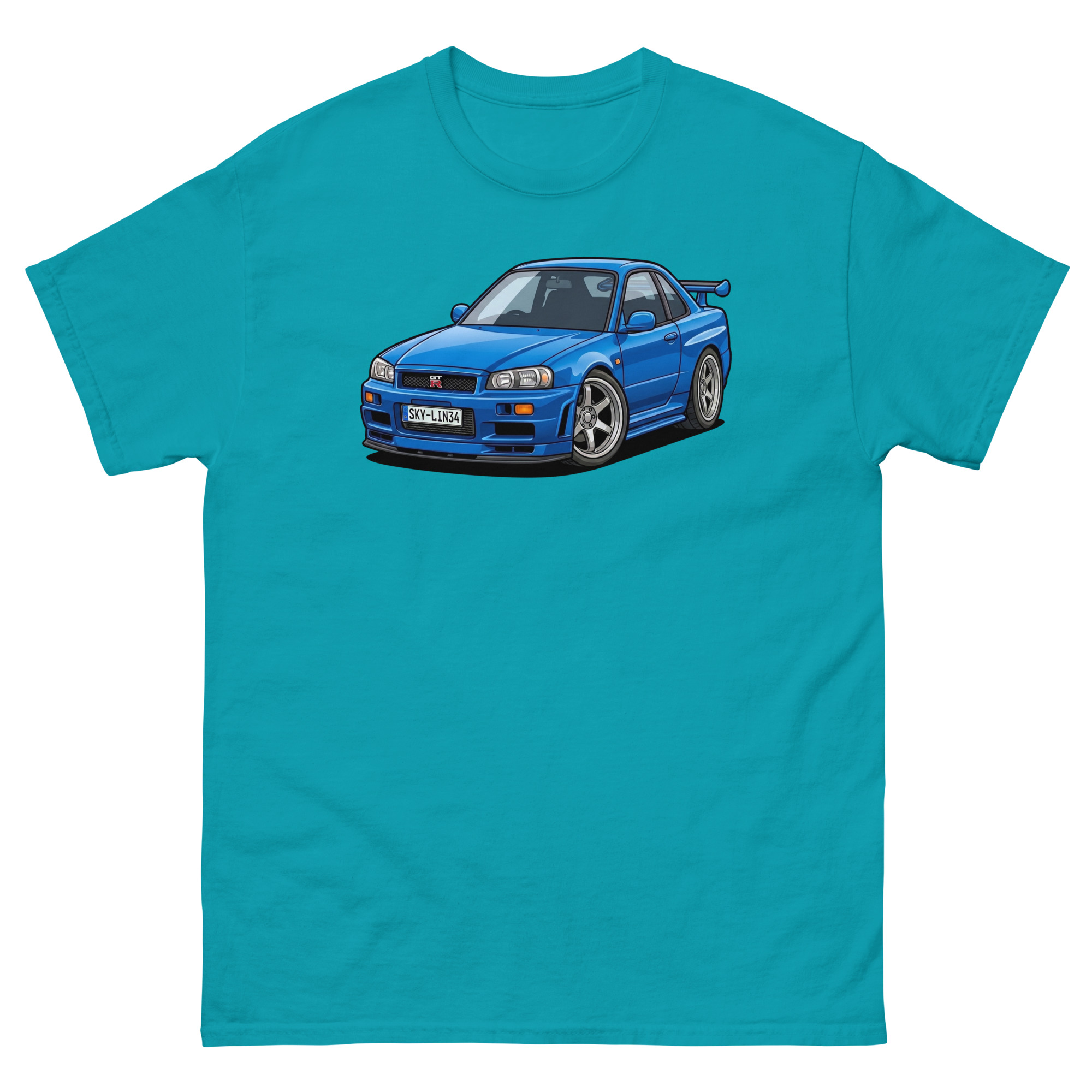 Brian's Blue 2000 Skyline GT-R R34 Unisex Classic Tee - Image 19