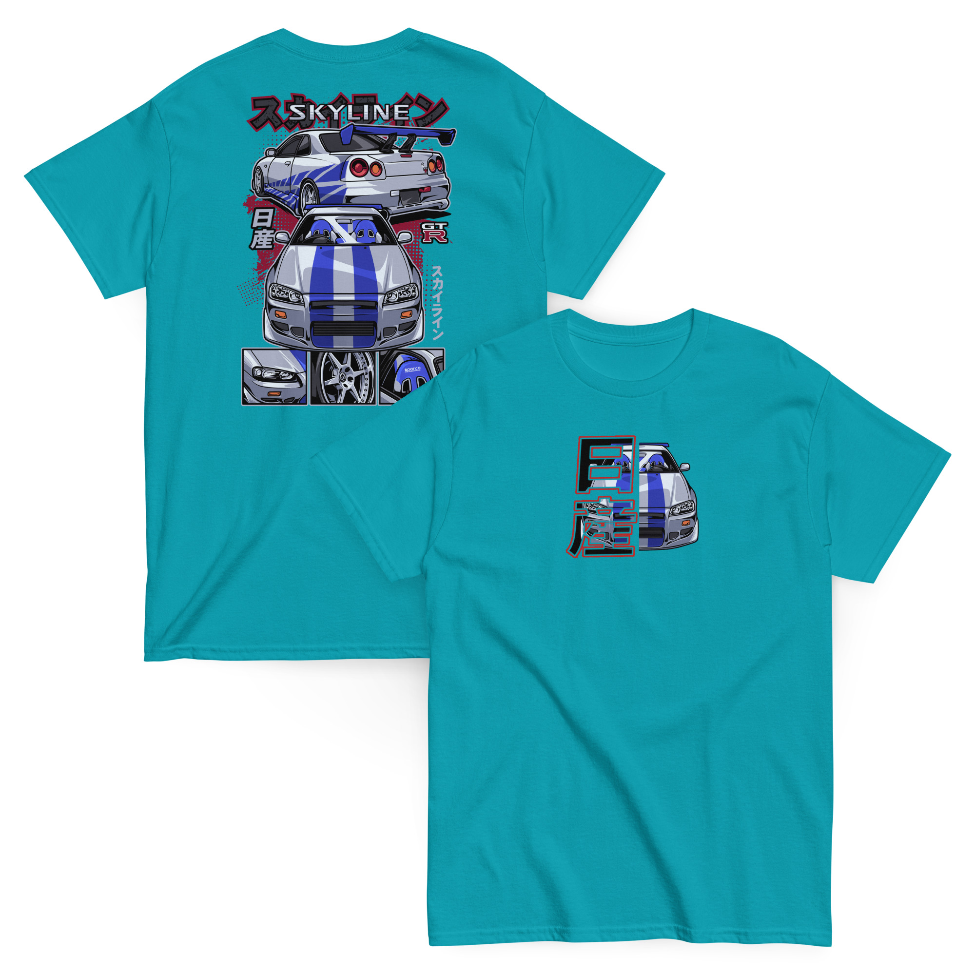 Brian's Skyline GTR R34 Unisex Classic Tee (Front/Back Design) - Image 30
