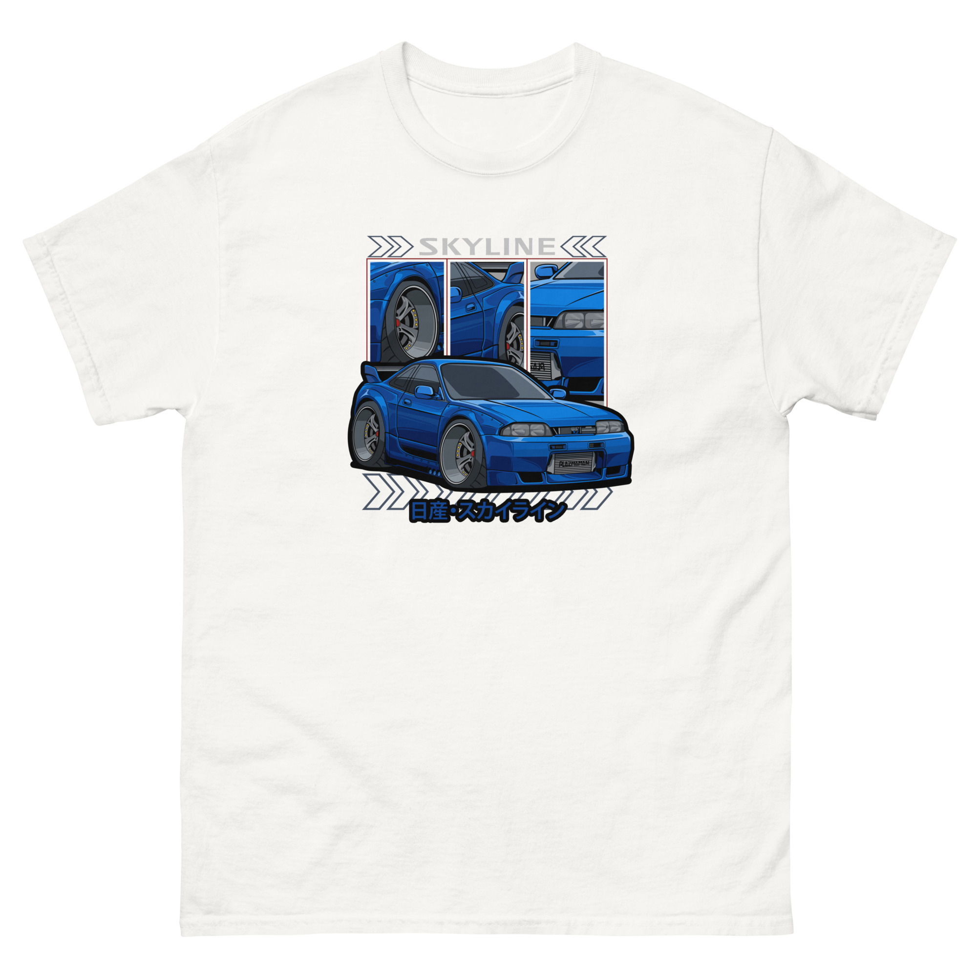 Blue JDM Skyline R33 Unisex Classic Tee - Image 20