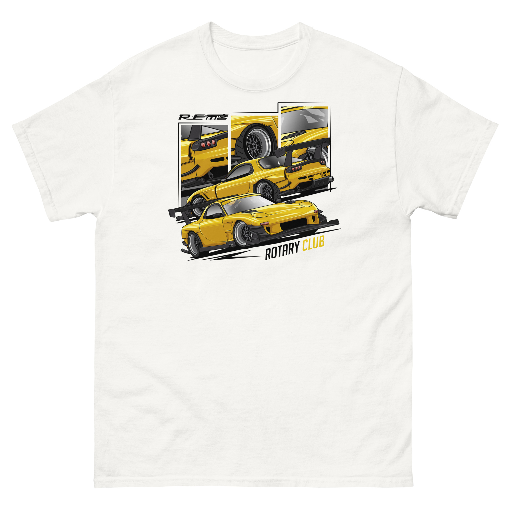 JDM Yellow RX-7 Rotary Club Unisex Classic Tee - Image 20