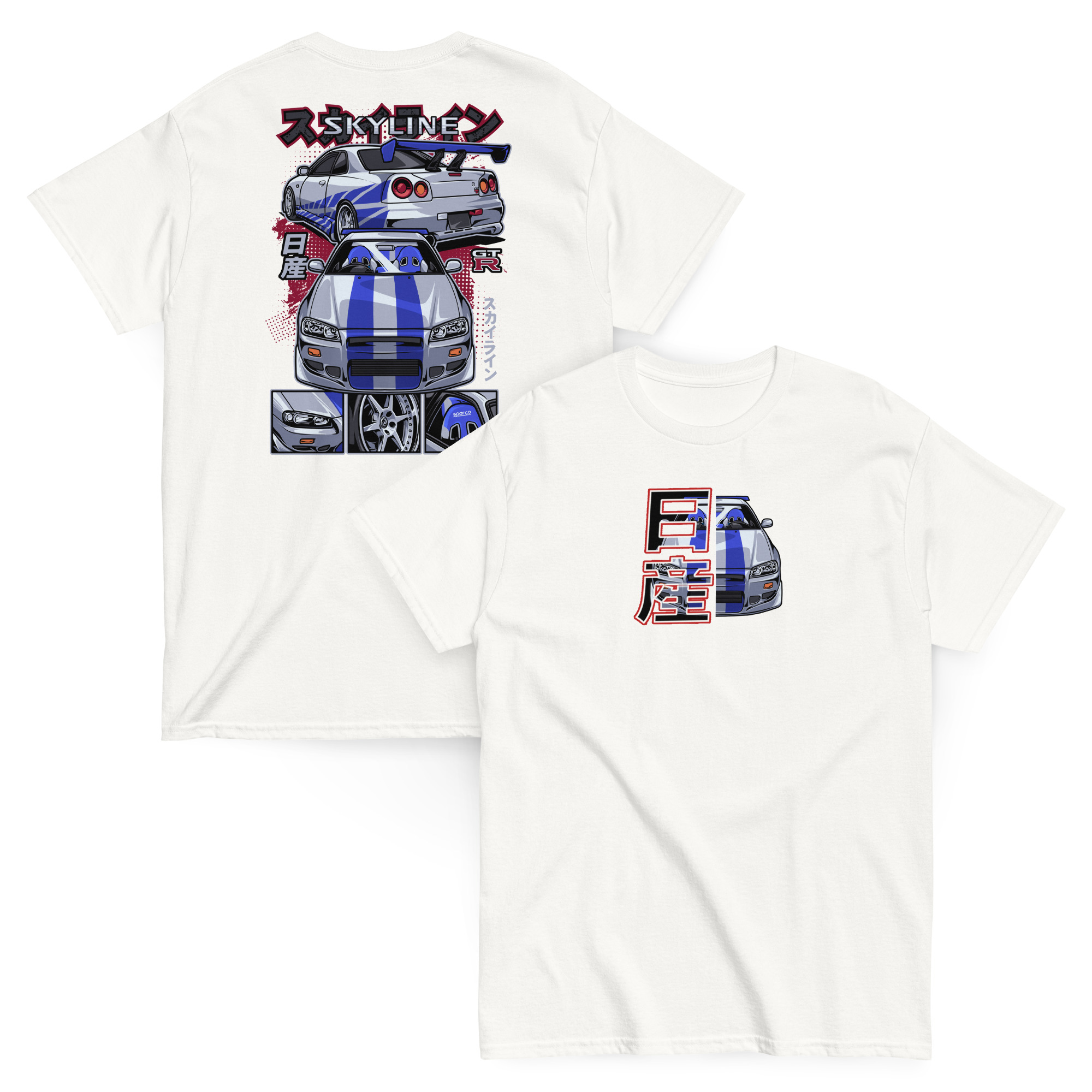 Brian's Skyline GTR R34 Unisex Classic Tee (Front/Back Design) - Image 40